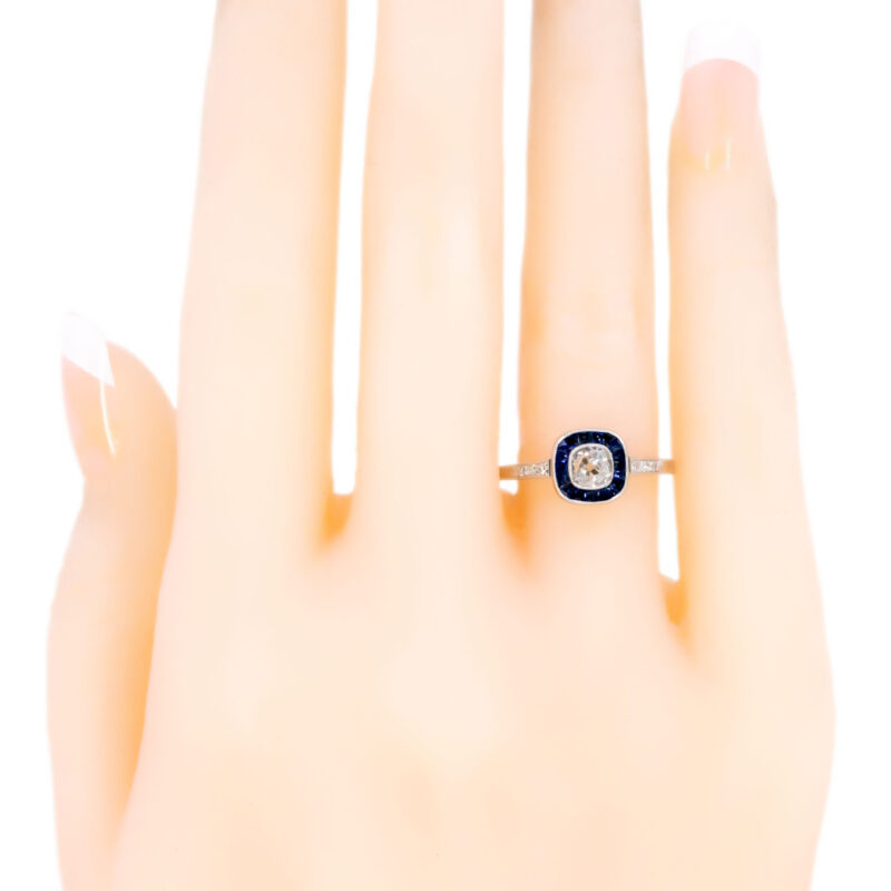 Diamond Sapphire Platinum Halo Ring 6866-4862 - Image 6