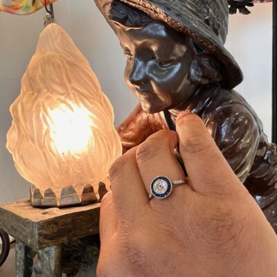 Diamond Sapphire Platinum Target Ring 6961-4858 Image2