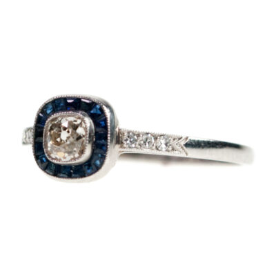 Diamond Sapphire Platinum Target Ring 6988-0010 Image2