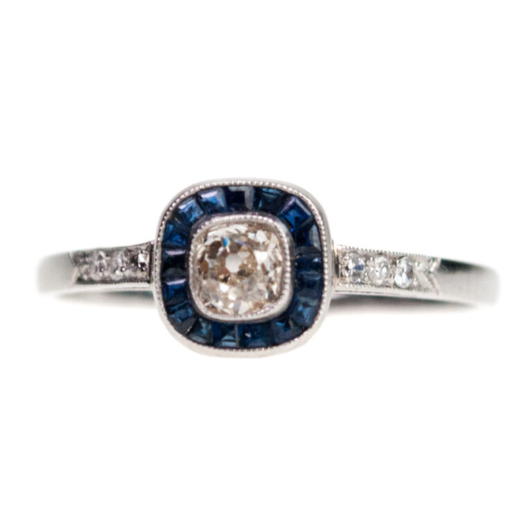Diamond, Sapphire, Platinum Ring 6988-0010 - Binenbaum Antiques & Jewelry