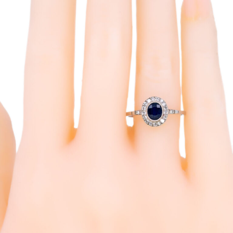 Sapphire Diamond Platinum Halo Ring 7430-1943 - Image 6