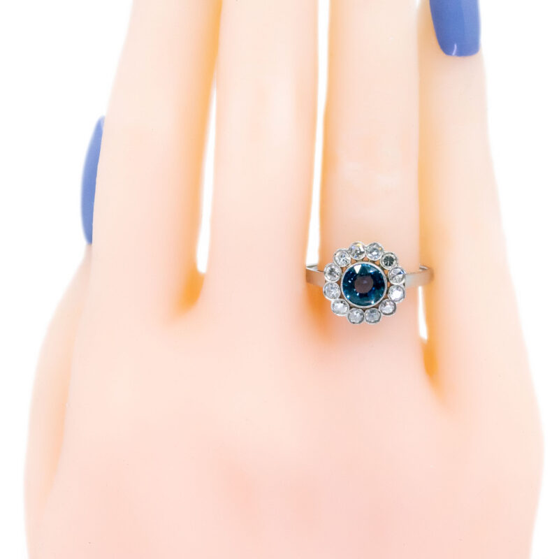 Saffier diamanten platina clusterring 7935-4780 Afbeelding2