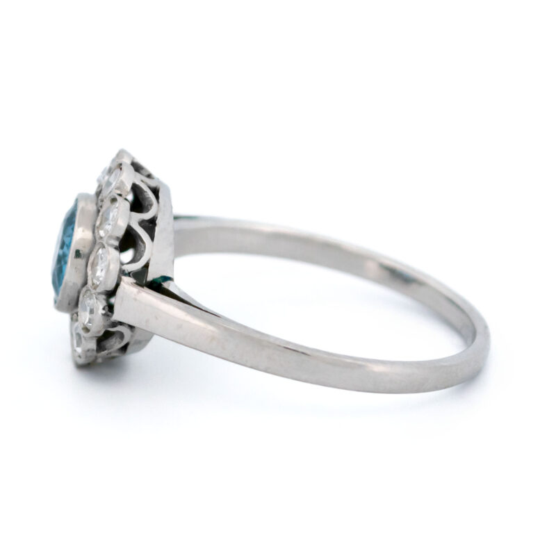 Saffier diamanten platina clusterring 7935-4780 Afbeelding5