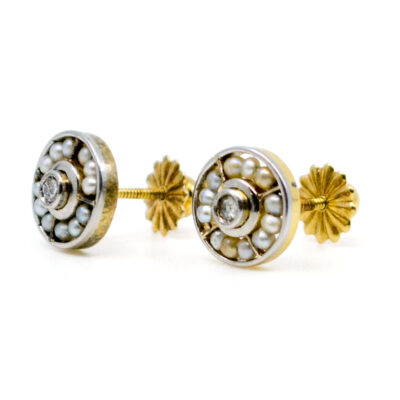 Diamond Pearl 18k Cluster Earrings 8277-1998 Image2