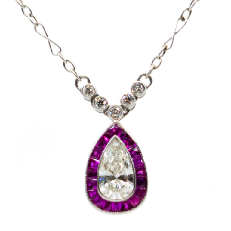 Diamond Ruby Platinum Pear-Shape Pendant 8543-1915 Image3