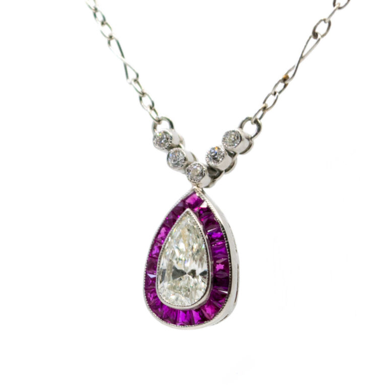 Diamond Ruby Platinum Pear-Shape Pendant 8543-1915 Image5