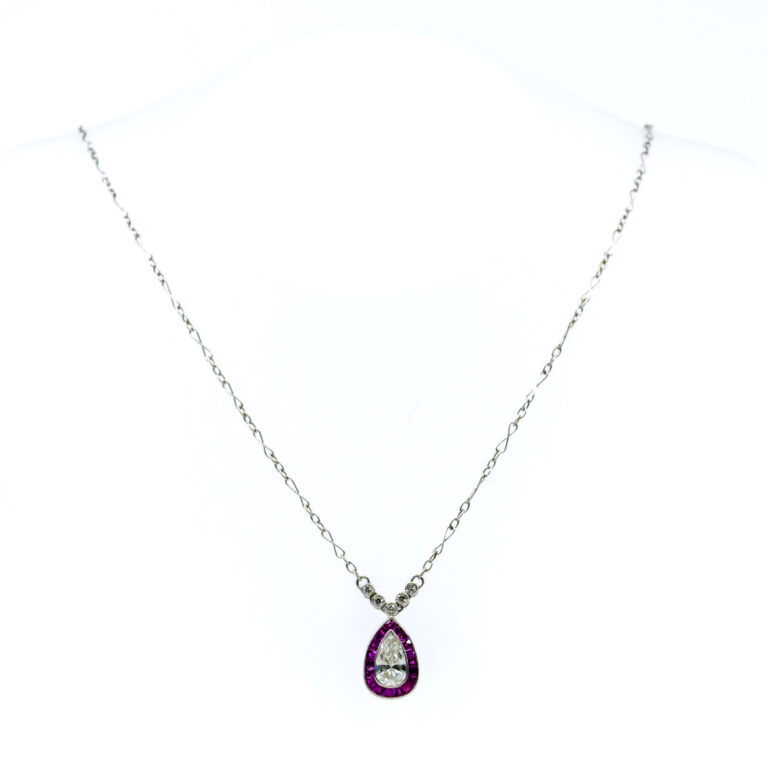 Diamond Ruby Platinum Pear-Shape Pendant 8543-1915 Image1