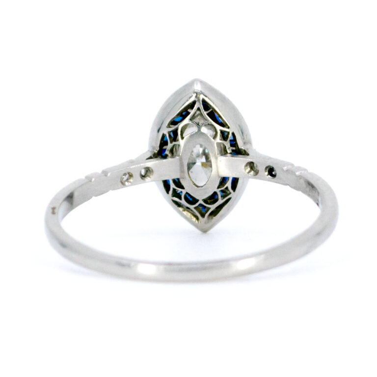 Diamond Sapphire Platinum Navette Ring 8583-2060 Image5