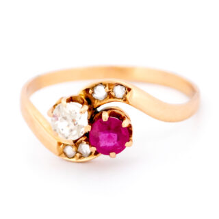 Diamond Ruby 18k Crossover Ring 8589-2066 Image1