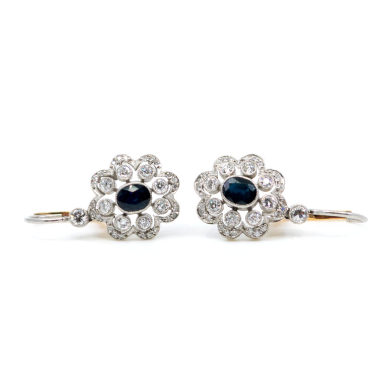 Diamond Sapphire Platinum Earrings 8601-2078 Image2