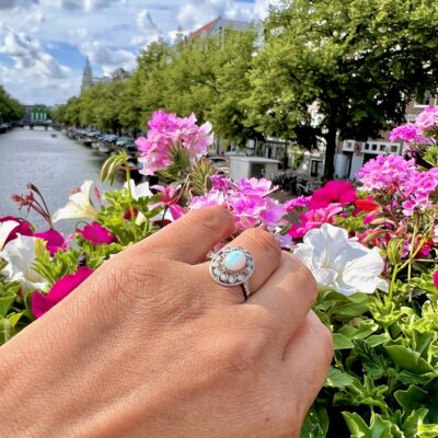 Opal Diamond Platinum Oval-Shape Ring 8801-4963 Image2