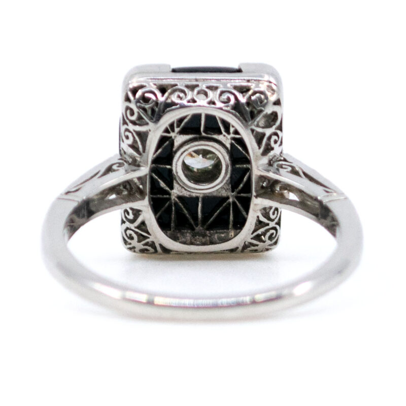Anillo con forma de rectángulo de platino y diamantes de ónix 8807-0038 Imagen 4