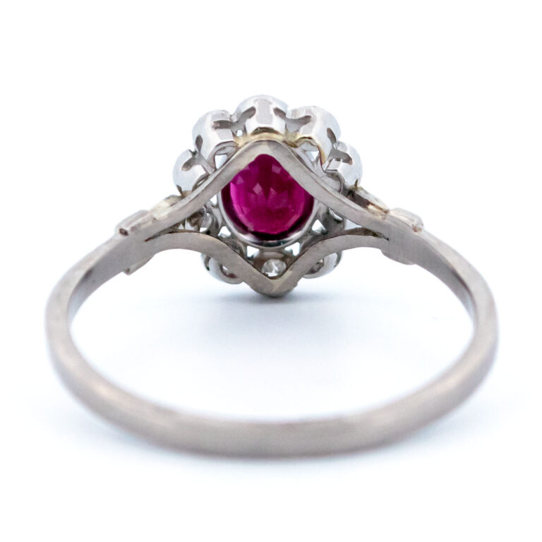 Ruby Diamond 18k Platinum Cluster Ring 9056-7087 Image5