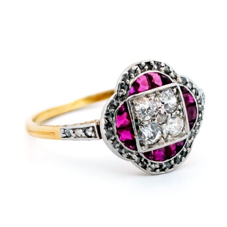 Diamond Ruby 18k Quatrefoil Ring 13971-8615 Image3