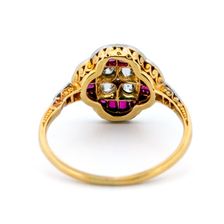 Diamond Ruby 18k Platinum Quatrefoil Ring 13971-8615 - Image 6