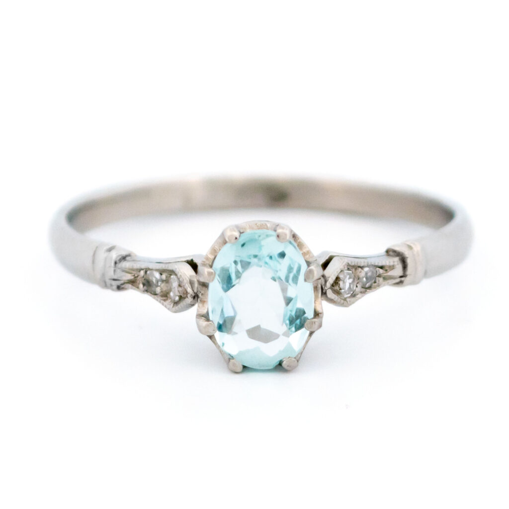 Aquamarine Diamond Platinum Solitaire Ring 15471-5205 Image1