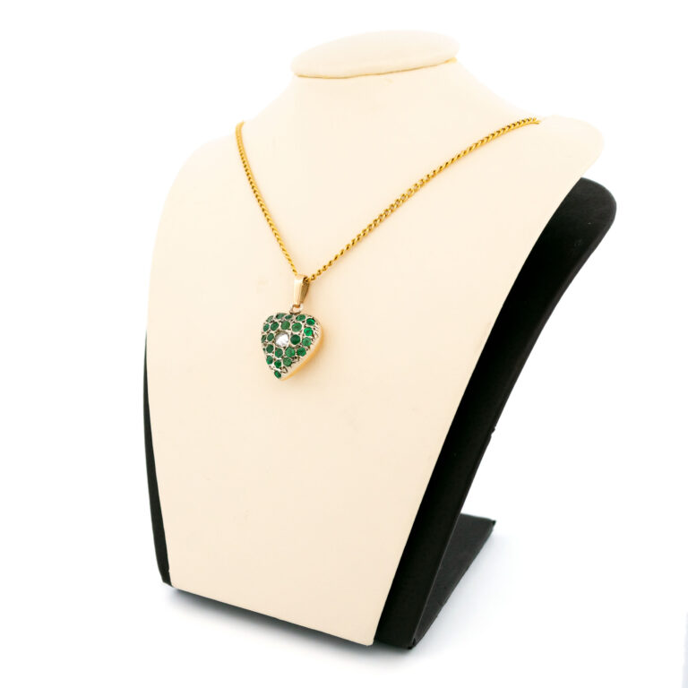 Diamond Emerald 18k Silver Heart-Shape Pendant 15738-8618 Image4