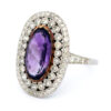 Amethyst Diamond Platinum Silver Double Cluster Ring 1707-4361 Image4