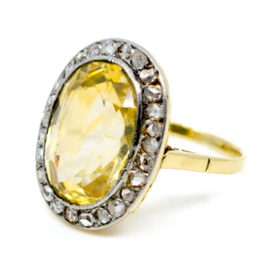 Citrine Diamond 14k Platinum Cluster Ring 8612-2089 Image2