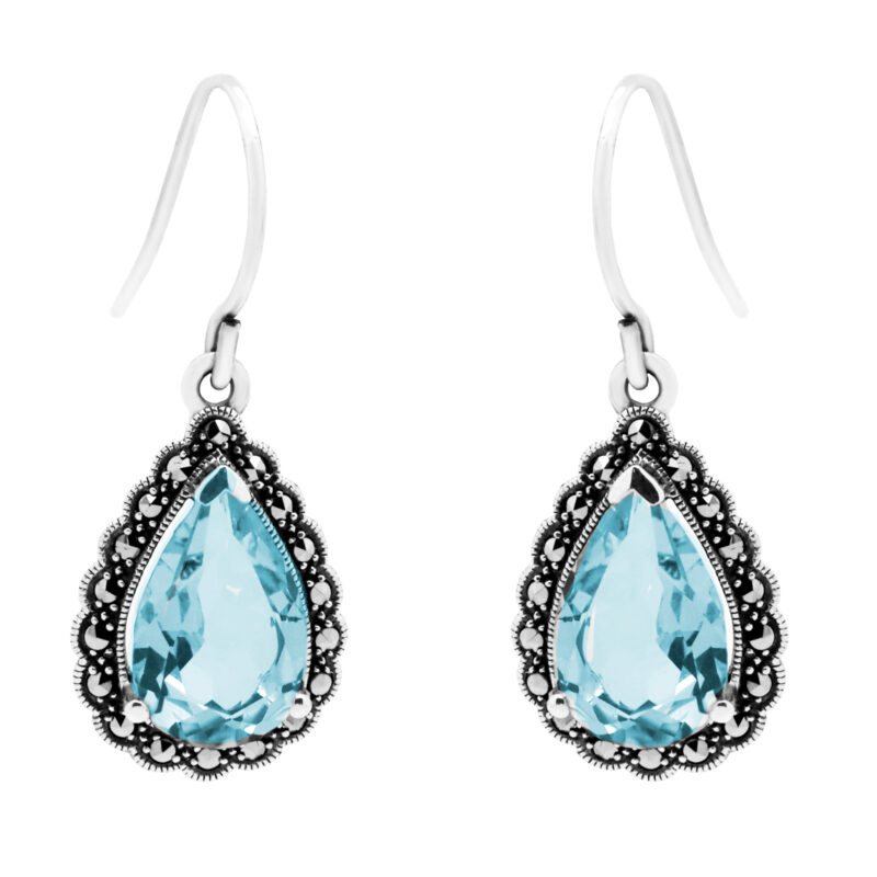 Marcasite (Pyrite) Topaz Silver Pendant Earrings 17139-2860