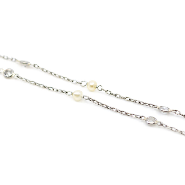 Diamond Pearl Platinum "Station" Necklace 9984-6211 Image3