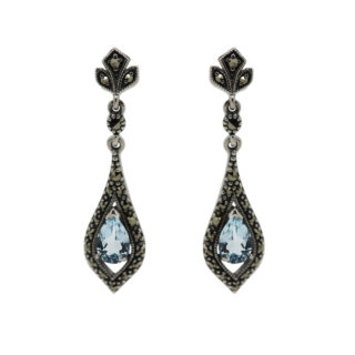 Marcasite (Pyrite) Topaz Silver Drop Earrings 15082-1974 Image1