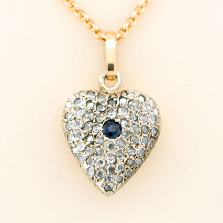 Diamond Sapphire 18k Silver Heart-Shape Pendant 15737-8617 Image2