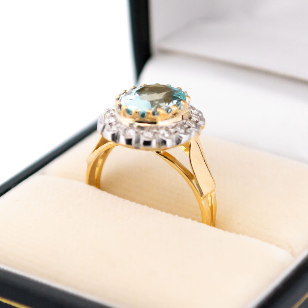 Aquamarine Diamond 18k Cluster Ring 15788-8636 Image2