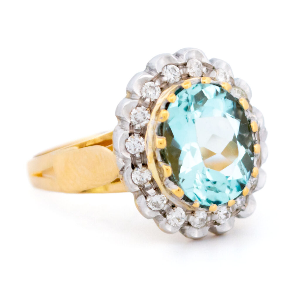 Aquamarine Diamond 18k Cluster Ring 15788-8636 Image3