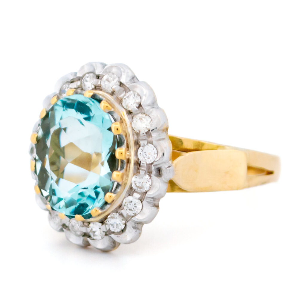 Aquamarine Diamond 18k Cluster Ring 15788-8636 Image4