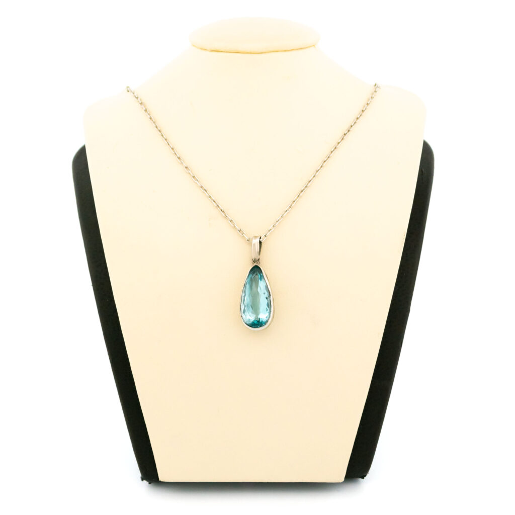 Aquamarine Platinum 18k Solitaire Pendant 1725-4443 Image1