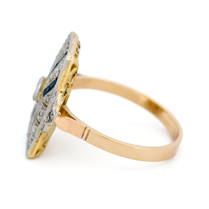 Diamant-Verneuil-Saphir-14-Karat-Rechteck-Art-Deco-Ring 15906-2466 Bild5