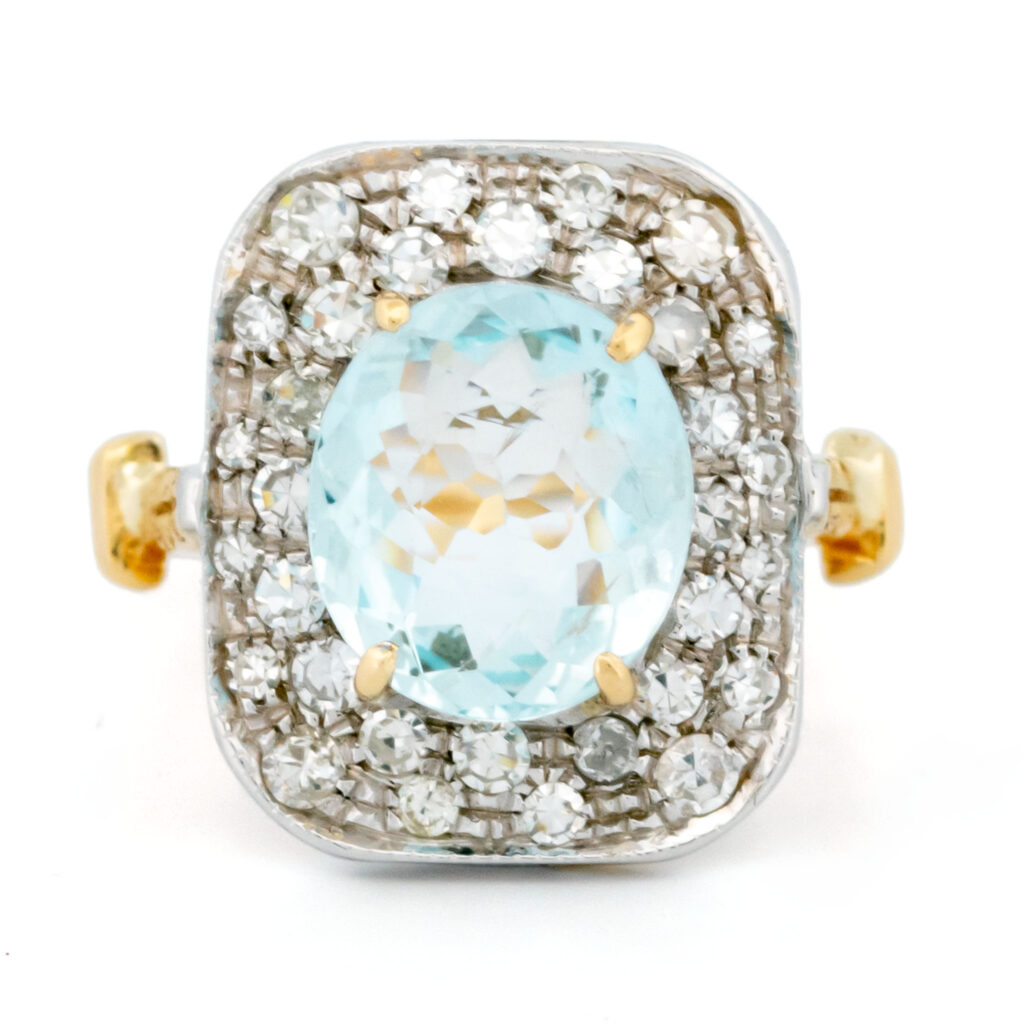 Aquamarine Diamond 18k Entourage Ring 16047-8720 Image1