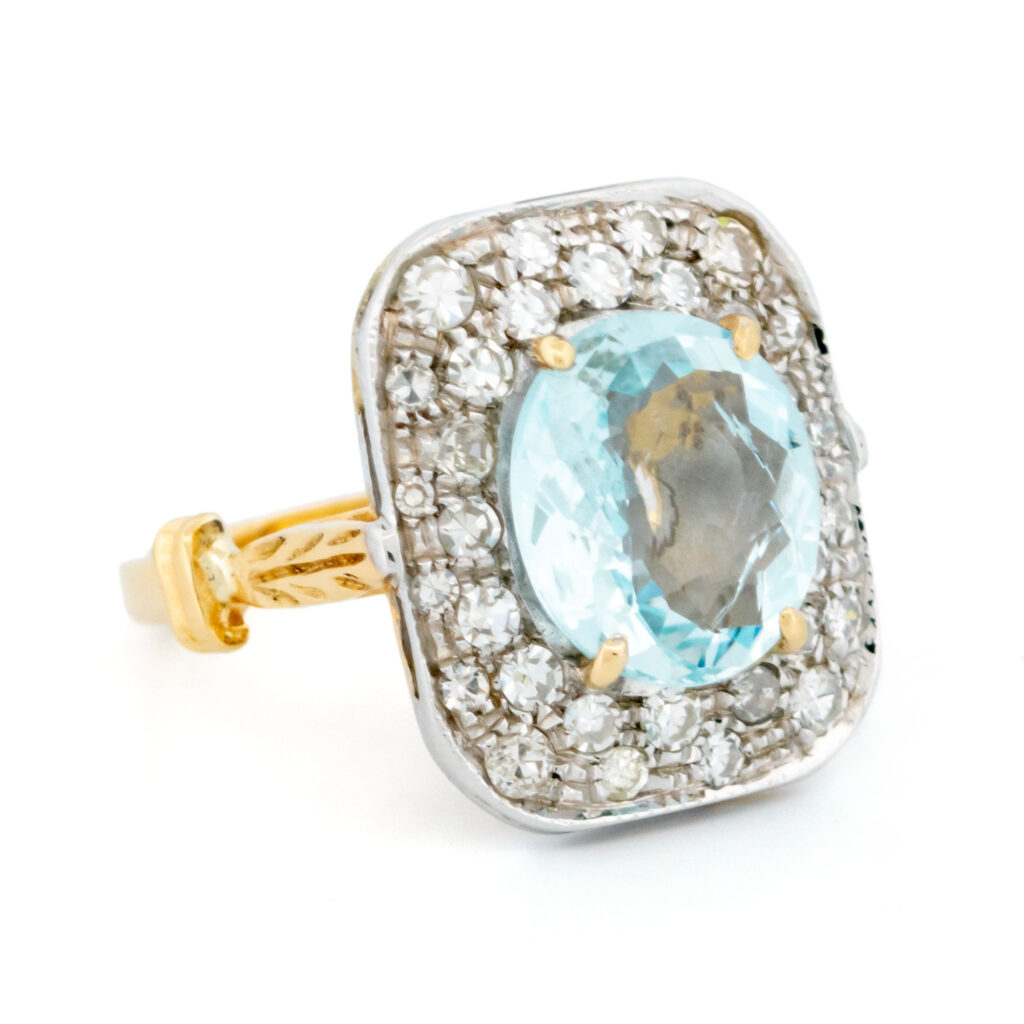 Aquamarine Diamond 18k Entourage Ring 16047-8720 Image3