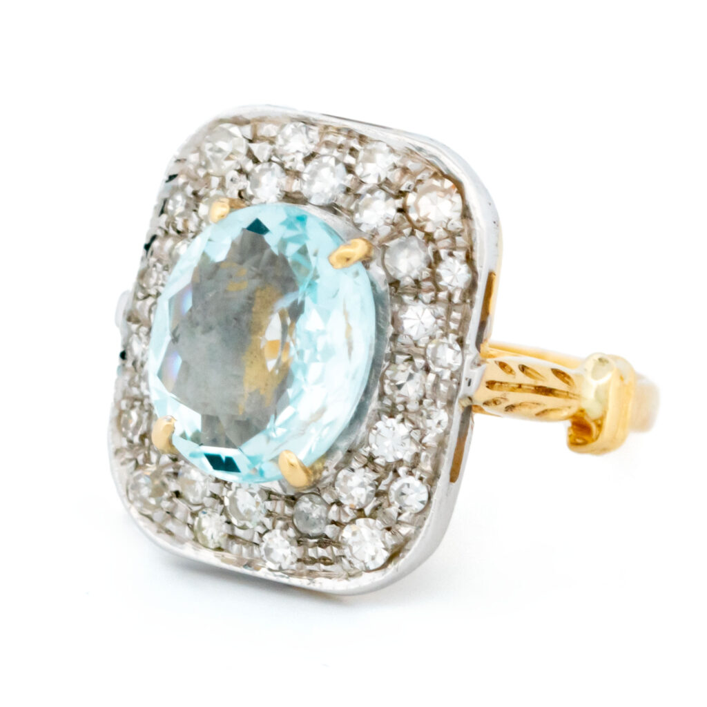 Aquamarine Diamond 18k Entourage Ring 16047-8720 Image4