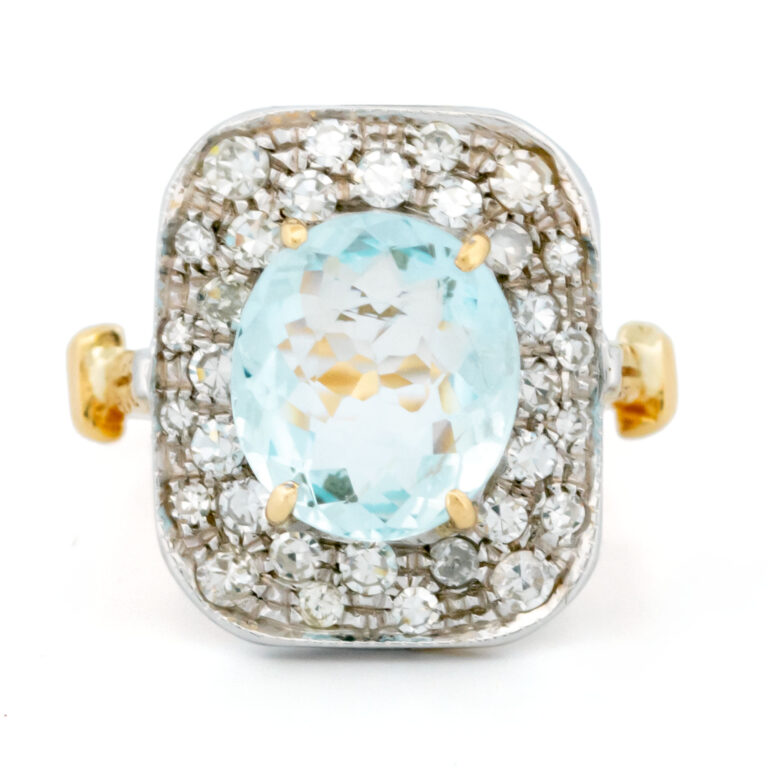 Aquamarine Diamond 18k Entourage Ring 16047-8720 Image1