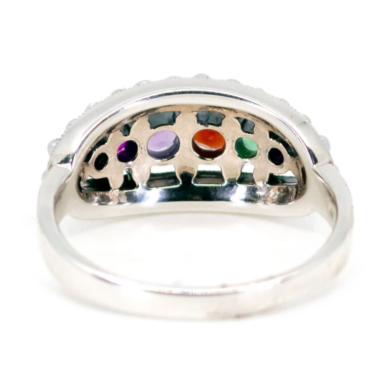 Amethyst Diamond Emerald Garnet Pearl Regard (Multi Gemstone) Ruby Silver Multi-Gemstone Ring 16087-2427 Image4