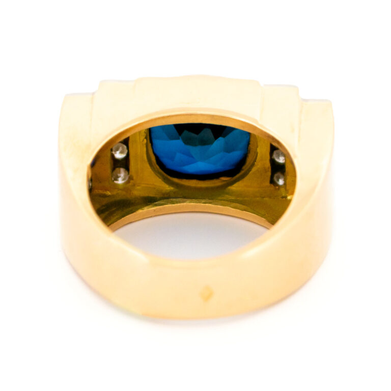 Diamond Verneuil Sapphire 18k Tank Ring 16163-8731 - Image 8