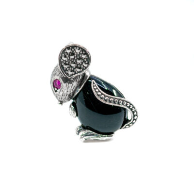Marcasite (Pyrite) Onyx Ruby Silver 