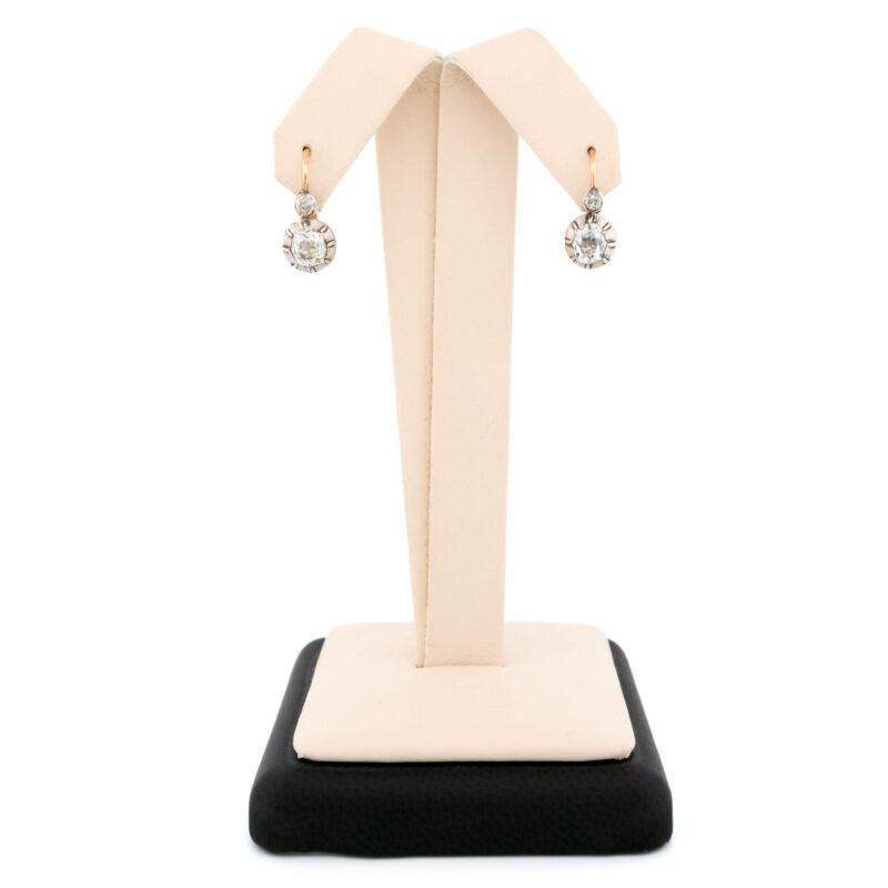 Diamanten 14k zilveren Dormeuse oorbellen 16244-8769 Afbeelding1