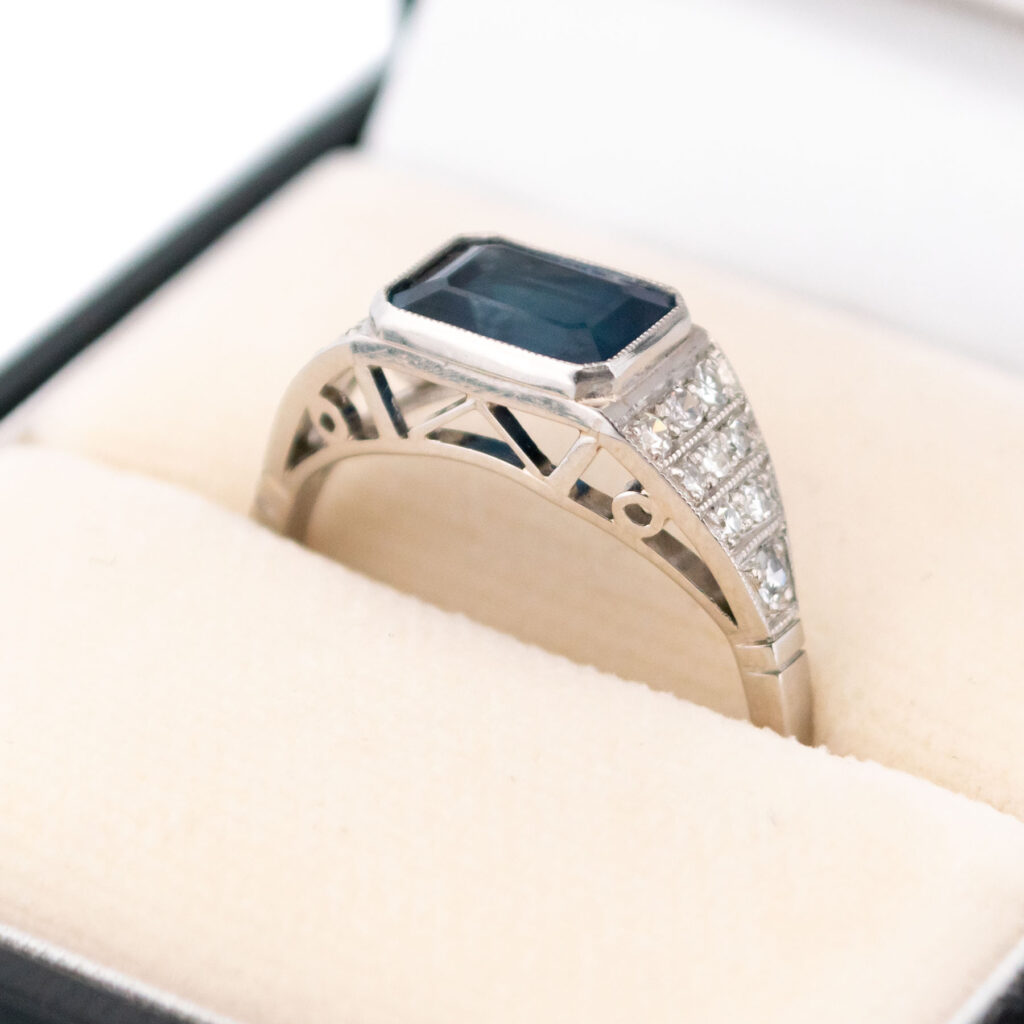 Diamond Sapphire Platinum East-West Ring 16356-5216 Image2