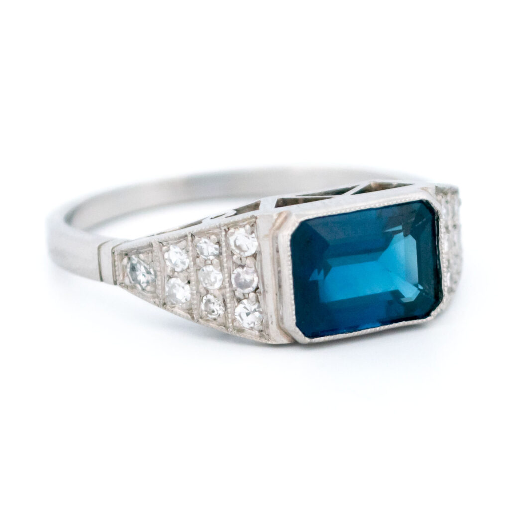 Diamond Sapphire Platinum East-West Ring 16356-5216 Image3