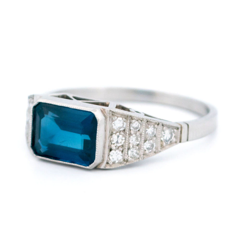 Diamond Sapphire Platinum East-West Ring 16356-5216 Image4