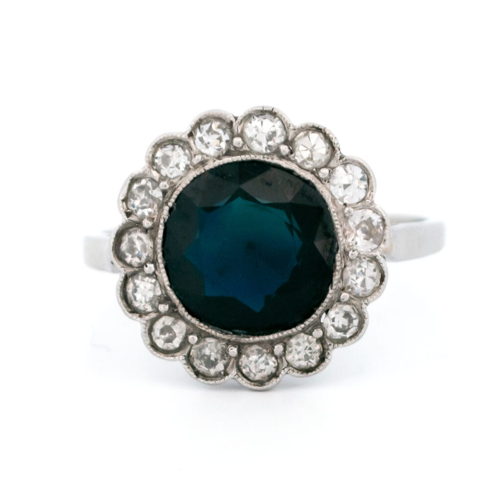 Diamond Sapphire Platinum Cluster Ring 15873-8662 Image1