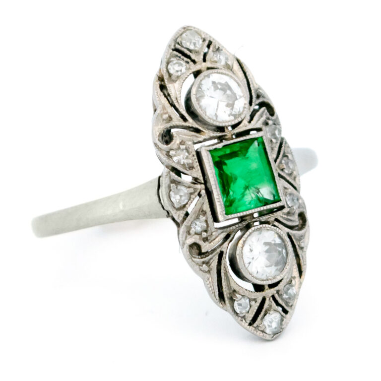 Diamond Emerald 18k Platinum Marquise-Shape Ring 16247-8771 Image3