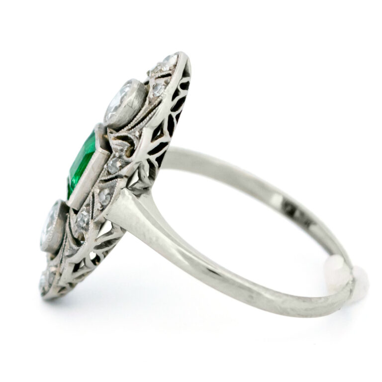 Diamond Emerald 18k Platinum Marquise-Shape Ring 16247-8771 - Image 7