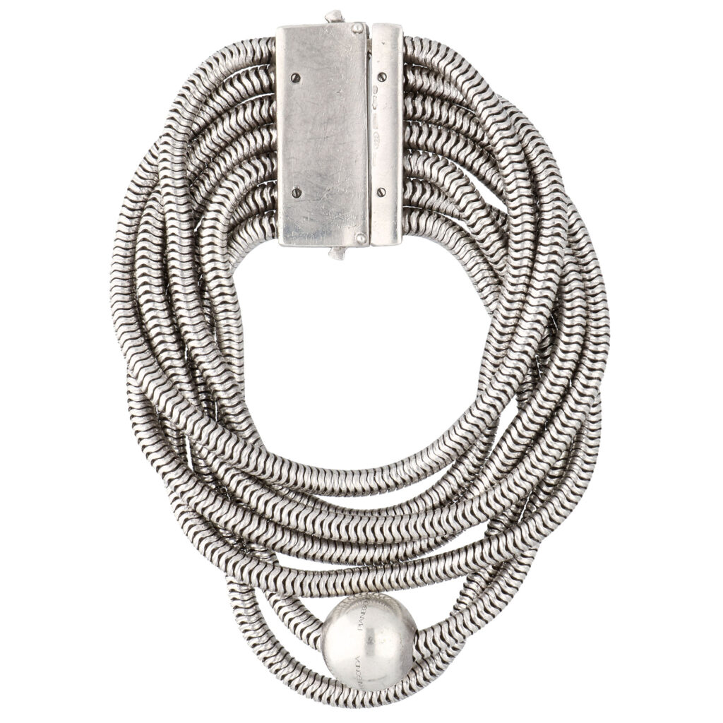 Silver Pianegonda "Multistrand Snake Chain With Single Bead" Bracelet 16241-2517 Image2