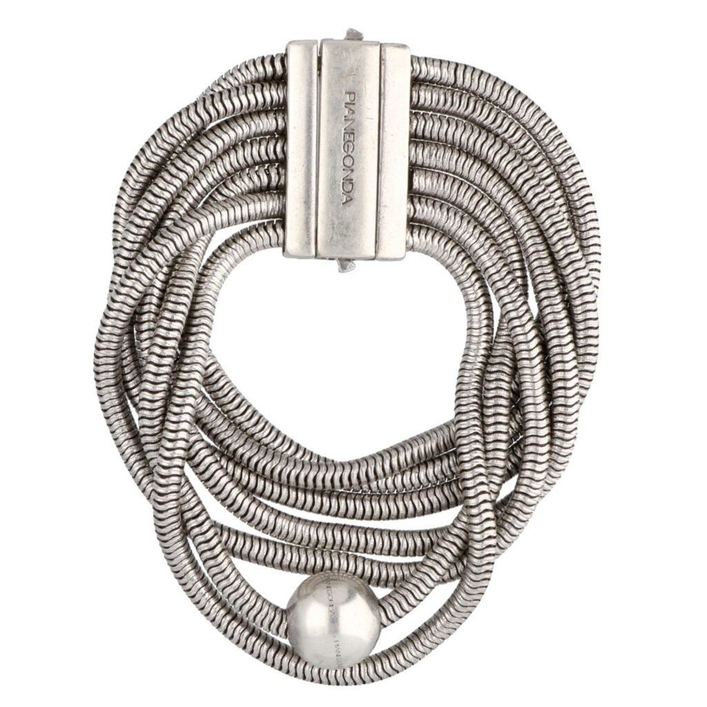 Silver Pianegonda "Multistrand Snake Chain With Single Bead" Bracelet 16241-2517 Image1