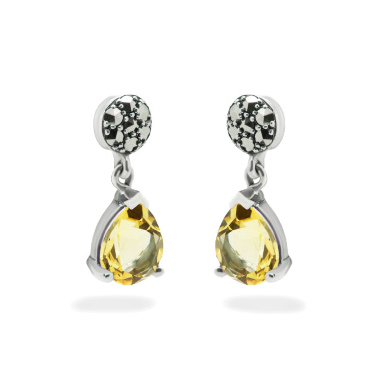 Citrine Marcasite (Pyrite) Silver Pendant Earrings 16425-2580 Image1