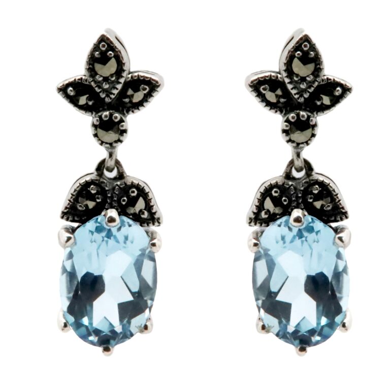 Marcasite (Pyrite) Topaz Silver Earrings 16443-2591 Image1